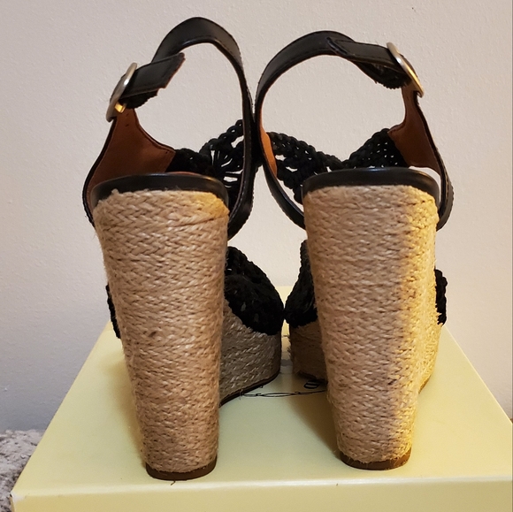 Lucky Brand Rilo Black Macrame Espadrille Wedge Sandal - Picture 4 of 11